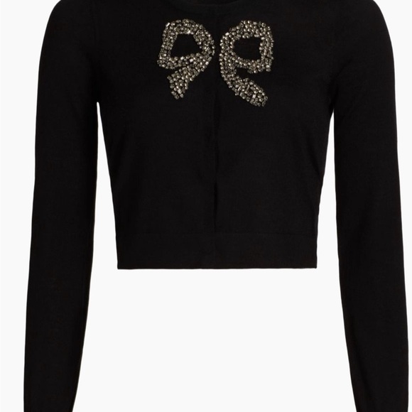 Black Long Sleeve Top with Rhinestone Bow NWT - Picture 4 of 4